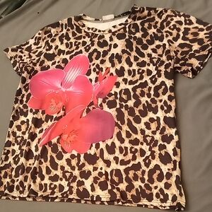 Leopard Shirt with Pink Floral Design